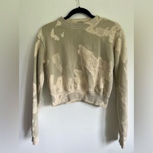 Aritzia TNA Crop Fleece Neutral Tan Beige Tie Dye Sweater Sweatshirt XXS